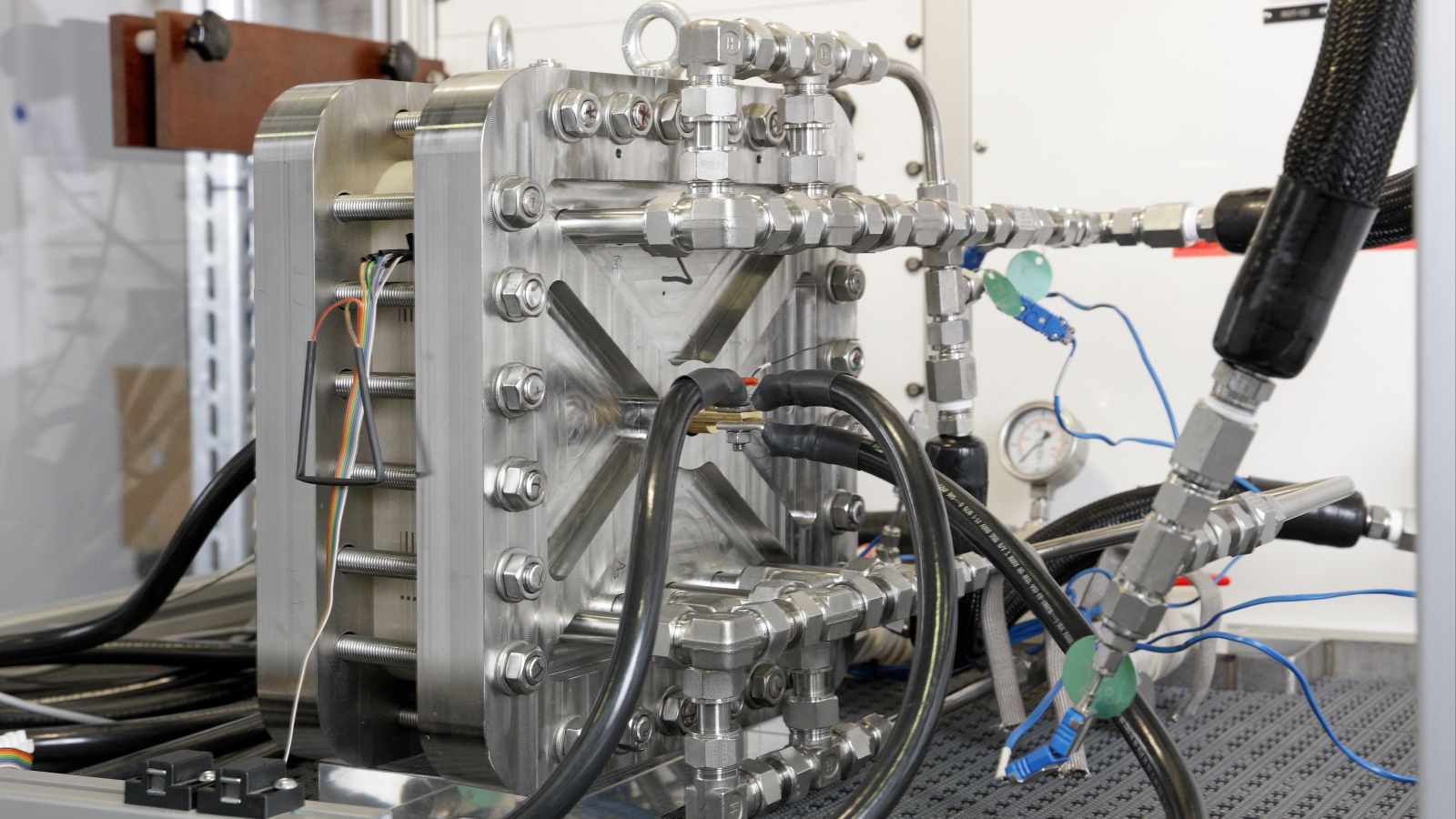 Testzelle eines Elektrolyseurs