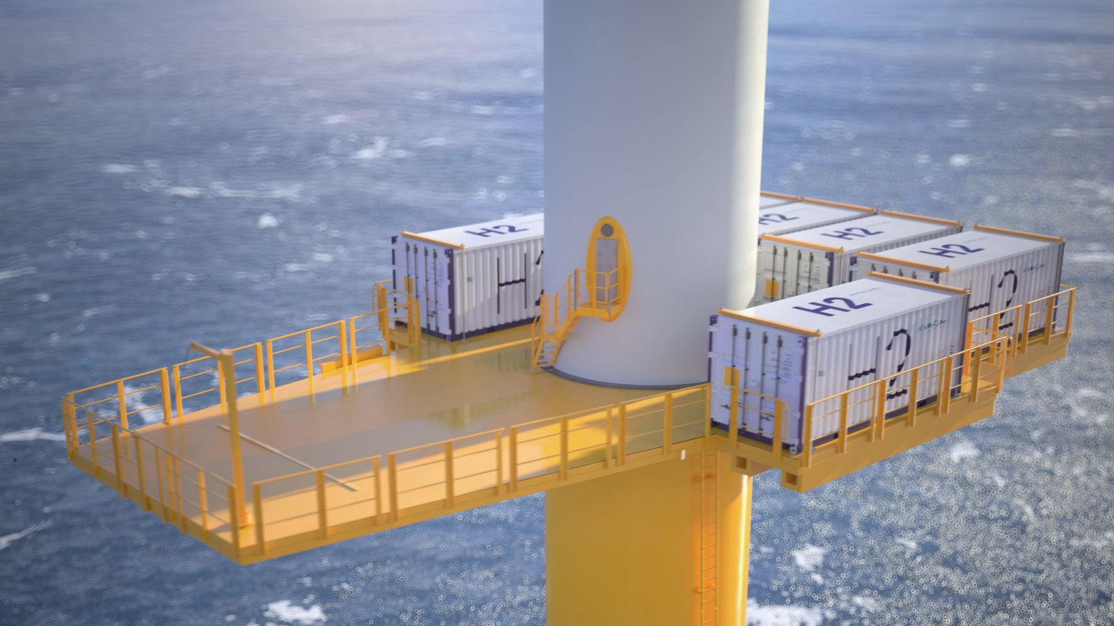 ©Siemens Gamesa Renewable Energy Grafik der geplanten H2Mare-Windenergieanlage mit integrierten Elektrolyseuren