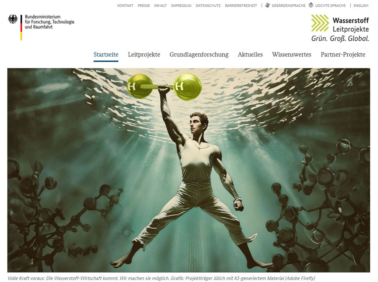 Das Bild zeigt einen Screenshot der Leitprojekte-Startseite.